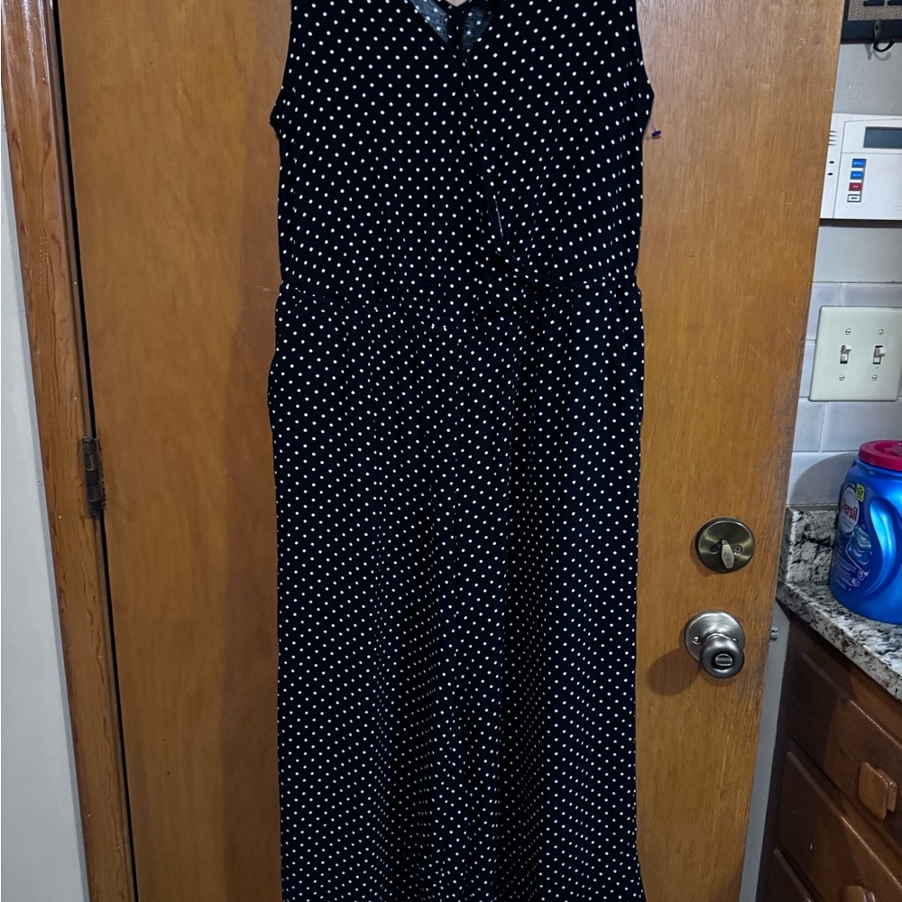 WHO WHAT WHERE Black and White Polka Dot Sleeveless Romper size X